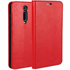 Custodia Portafoglio In Pelle Cover con Supporto T01 per Xiaomi Mi 9T Pro Rosso