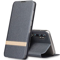 Custodia Portafoglio In Pelle Cover con Supporto T01 per Xiaomi Mi Note 10 Pro Grigio