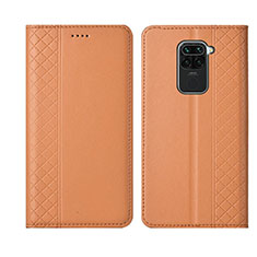 Custodia Portafoglio In Pelle Cover con Supporto T01 per Xiaomi Redmi Note 9 Arancione