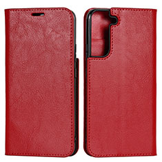 Custodia Portafoglio In Pelle Cover con Supporto T01D per Samsung Galaxy S21 5G Rosso