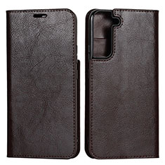 Custodia Portafoglio In Pelle Cover con Supporto T01D per Samsung Galaxy S21 FE 5G Marrone