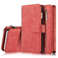 Custodia Portafoglio In Pelle Cover con Supporto T02 per Apple iPhone 7 Plus Rosso