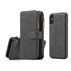 Custodia Portafoglio In Pelle Cover con Supporto T02 per Apple iPhone X Nero