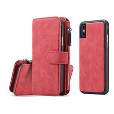 Custodia Portafoglio In Pelle Cover con Supporto T02 per Apple iPhone Xs Max Rosso