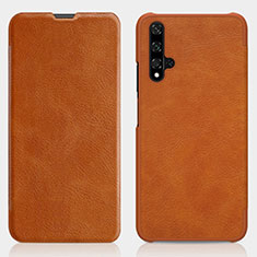 Custodia Portafoglio In Pelle Cover con Supporto T02 per Huawei Honor 20 Arancione