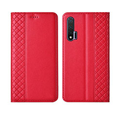 Custodia Portafoglio In Pelle Cover con Supporto T02 per Huawei Nova 6 5G Rosso