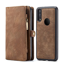 Custodia Portafoglio In Pelle Cover con Supporto T02 per Huawei P20 Lite Marrone