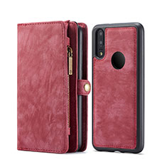 Custodia Portafoglio In Pelle Cover con Supporto T02 per Huawei P20 Lite Rosso