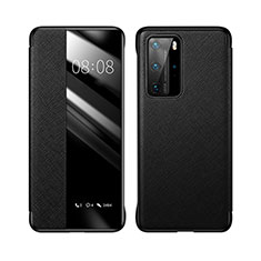 Custodia Portafoglio In Pelle Cover con Supporto T02 per Huawei P40 Pro Nero