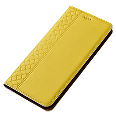 Custodia Portafoglio In Pelle Cover con Supporto T02 per Samsung Galaxy A80 Giallo