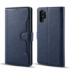 Custodia Portafoglio In Pelle Cover con Supporto T02 per Samsung Galaxy Note 10 Plus 5G Blu