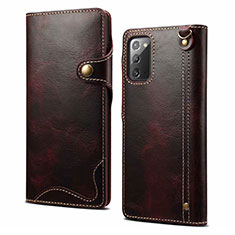 Custodia Portafoglio In Pelle Cover con Supporto T02 per Samsung Galaxy Note 20 5G Rosso Rosa