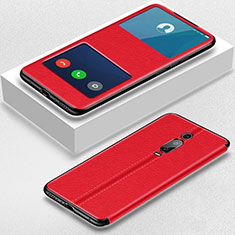 Custodia Portafoglio In Pelle Cover con Supporto T02 per Xiaomi Mi 9T Rosso