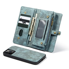 Custodia Portafoglio In Pelle Cover con Supporto T03 per Apple iPhone 12 Pro Ciano