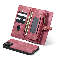 Custodia Portafoglio In Pelle Cover con Supporto T03 per Apple iPhone 12 Pro Max Rosso