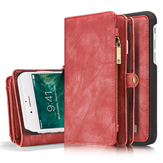 Custodia Portafoglio In Pelle Cover con Supporto T03 per Apple iPhone 7 Plus Rosso