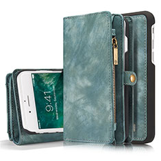 Custodia Portafoglio In Pelle Cover con Supporto T03 per Apple iPhone 7 Plus Verde