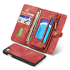 Custodia Portafoglio In Pelle Cover con Supporto T03 per Apple iPhone 7 Rosso