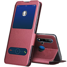 Custodia Portafoglio In Pelle Cover con Supporto T03 per Huawei P20 Lite (2019) Rosso Rosa