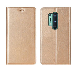 Custodia Portafoglio In Pelle Cover con Supporto T03 per OnePlus 8 Pro Oro