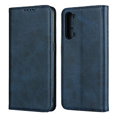 Custodia Portafoglio In Pelle Cover con Supporto T03 per Oppo A91 Blu