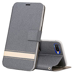 Custodia Portafoglio In Pelle Cover con Supporto T03 per Oppo R15X Grigio