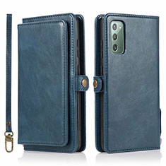 Custodia Portafoglio In Pelle Cover con Supporto T03 per Samsung Galaxy Note 20 5G Blu