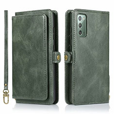 Custodia Portafoglio In Pelle Cover con Supporto T03 per Samsung Galaxy Note 20 5G Verde