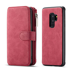 Custodia Portafoglio In Pelle Cover con Supporto T03 per Samsung Galaxy S9 Plus Rosso