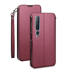 Custodia Portafoglio In Pelle Cover con Supporto T03 per Xiaomi Mi 10 Rosso Rosa