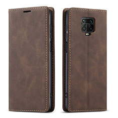 Custodia Portafoglio In Pelle Cover con Supporto T03 per Xiaomi Redmi Note 9 Pro Marrone