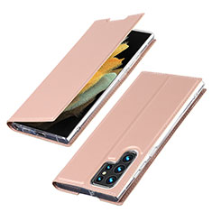 Custodia Portafoglio In Pelle Cover con Supporto T03D per Samsung Galaxy S21 Ultra 5G Oro Rosa