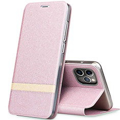 Custodia Portafoglio In Pelle Cover con Supporto T04 per Apple iPhone 11 Pro Max Oro Rosa