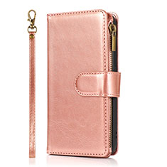 Custodia Portafoglio In Pelle Cover con Supporto T04 per Apple iPhone 12 Mini Oro Rosa