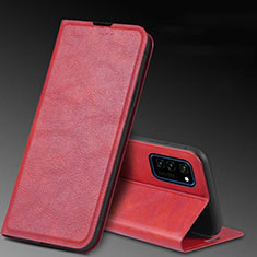 Custodia Portafoglio In Pelle Cover con Supporto T04 per Huawei Honor V30 5G Rosso