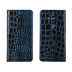 Custodia Portafoglio In Pelle Cover con Supporto T04 per Huawei Mate 20 Lite Blu