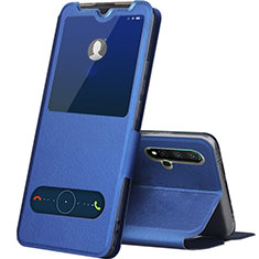 Custodia Portafoglio In Pelle Cover con Supporto T04 per Huawei Nova 5 Blu