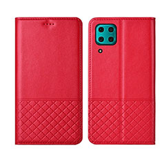 Custodia Portafoglio In Pelle Cover con Supporto T04 per Huawei Nova 7i Rosso