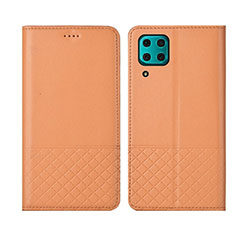 Custodia Portafoglio In Pelle Cover con Supporto T04 per Huawei P40 Lite Arancione