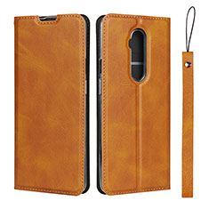 Custodia Portafoglio In Pelle Cover con Supporto T04 per OnePlus 7T Pro Arancione