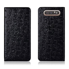 Custodia Portafoglio In Pelle Cover con Supporto T04 per Samsung Galaxy A90 4G Nero