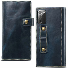 Custodia Portafoglio In Pelle Cover con Supporto T04 per Samsung Galaxy Note 20 5G Blu