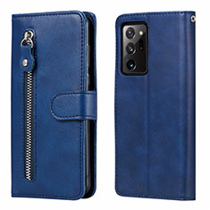 Custodia Portafoglio In Pelle Cover con Supporto T04 per Samsung Galaxy Note 20 Ultra 5G Blu