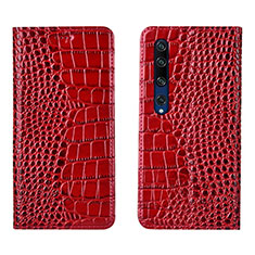 Custodia Portafoglio In Pelle Cover con Supporto T04 per Xiaomi Mi 10 Rosso