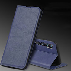 Custodia Portafoglio In Pelle Cover con Supporto T04 per Xiaomi Mi Note 10 Pro Blu