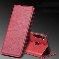 Custodia Portafoglio In Pelle Cover con Supporto T04 per Xiaomi Redmi Note 8 (2021) Rosso