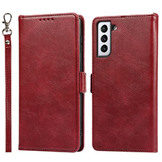 Custodia Portafoglio In Pelle Cover con Supporto T04D per Samsung Galaxy S21 5G Rosso