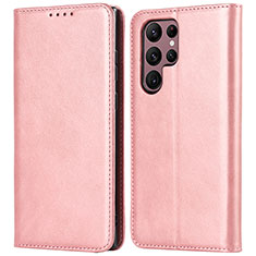 Custodia Portafoglio In Pelle Cover con Supporto T04D per Samsung Galaxy S21 Ultra 5G Oro Rosa