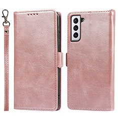 Custodia Portafoglio In Pelle Cover con Supporto T04D per Samsung Galaxy S22 Plus 5G Oro Rosa