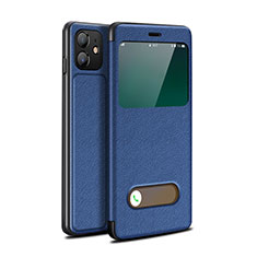 Custodia Portafoglio In Pelle Cover con Supporto T05 per Apple iPhone 12 Blu